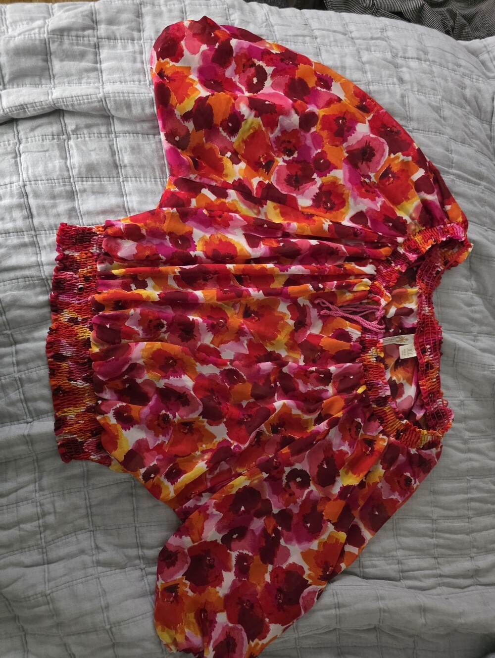 Adiva Watercolor Floral Blouse in Pink, Red & Orange